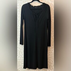 Club Monaco Women’s M Black Stretchy Peasant Long Sleeve Short Dress